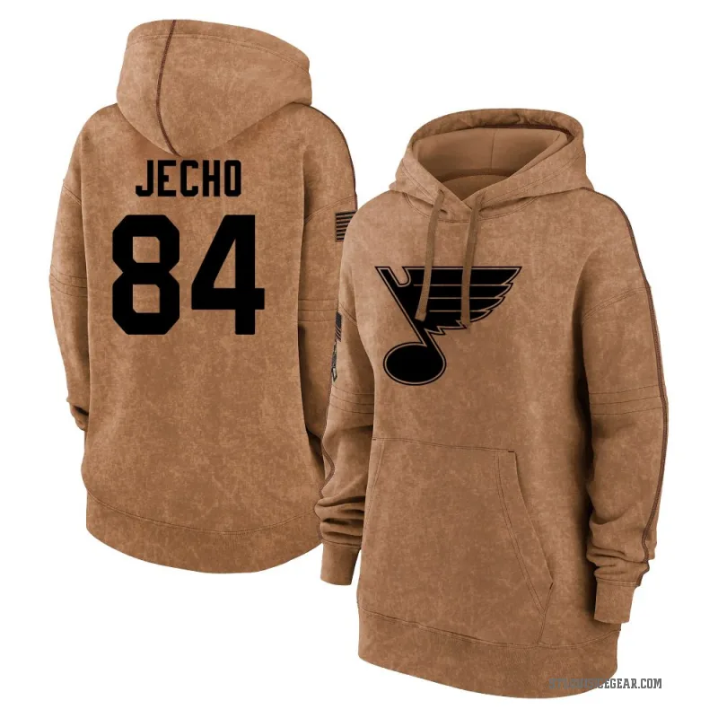 Adam Jecho Women's Brown St. Louis Blues 2023 Salute to Service Pullover Hoodie