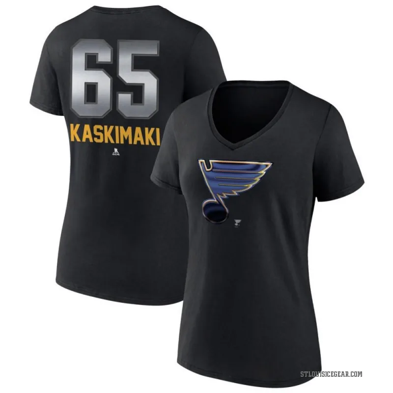Aleksanteri Kaskimaki Women's Black St. Louis Blues Midnight Mascot Logo V-Neck T-Shirt