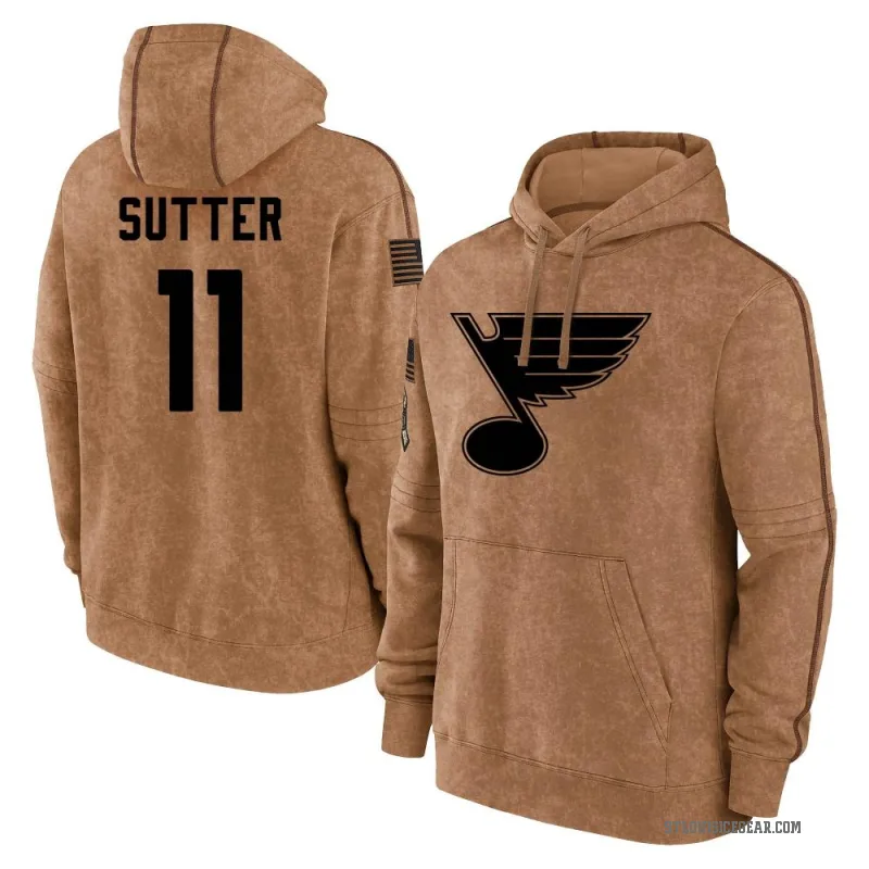 Brian Sutter Youth Brown St. Louis Blues 2023 Salute to Service Club Pullover Hoodie