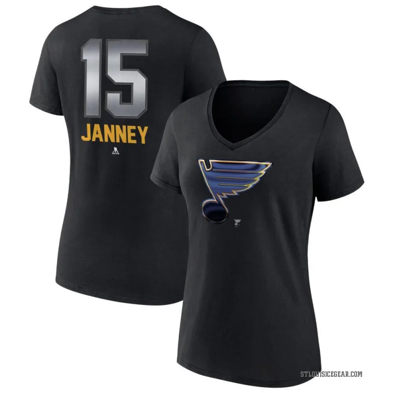 Craig Janney Women's Black St. Louis Blues Midnight Mascot Logo V-Neck T-Shirt