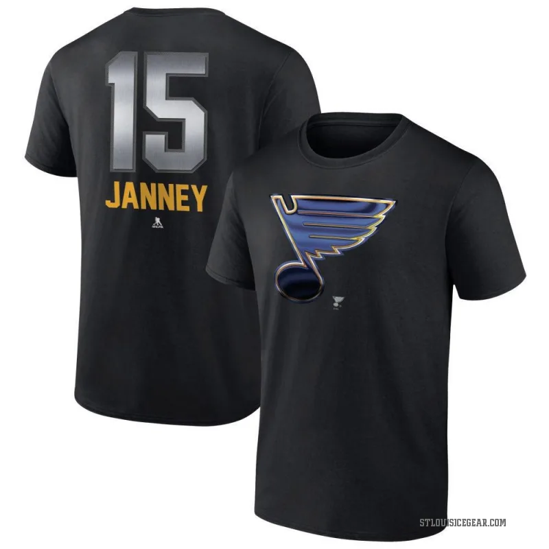 Craig Janney Youth Black St. Louis Blues Midnight Mascot Logo T-Shirt