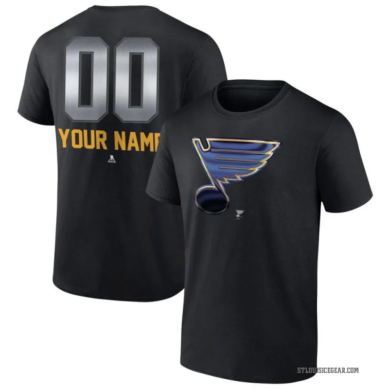 Custom Men's Black St. Louis Blues Midnight Mascot Logo T-Shirt