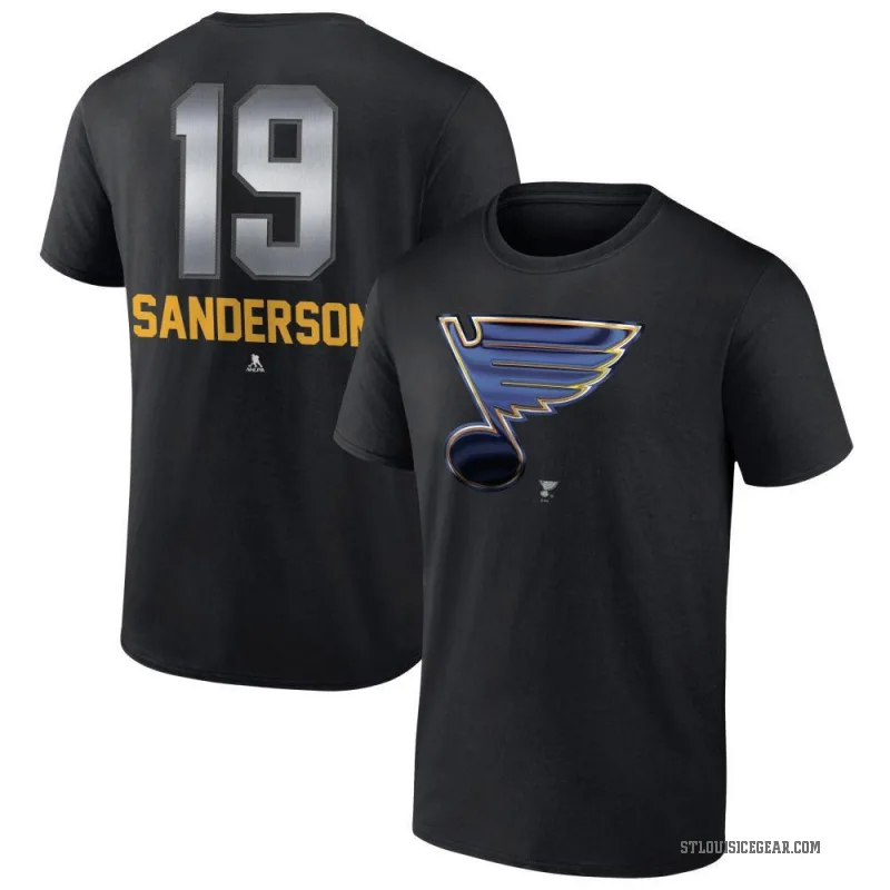 Derek Sanderson Men's Black St. Louis Blues Midnight Mascot Logo T-Shirt