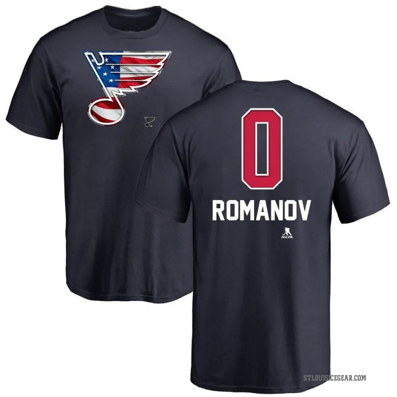 Georgi Romanov Men's Navy St. Louis Blues Name and Number Banner Wave T-Shirt -