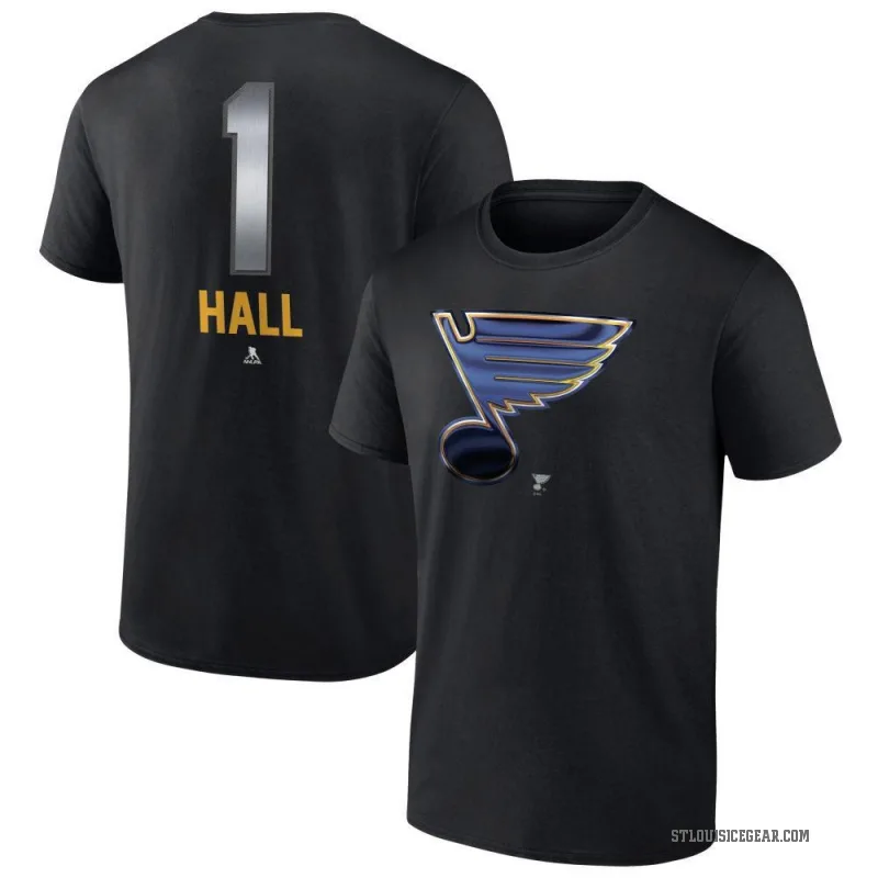 Glenn Hall Men's Black St. Louis Blues Midnight Mascot Logo T-Shirt
