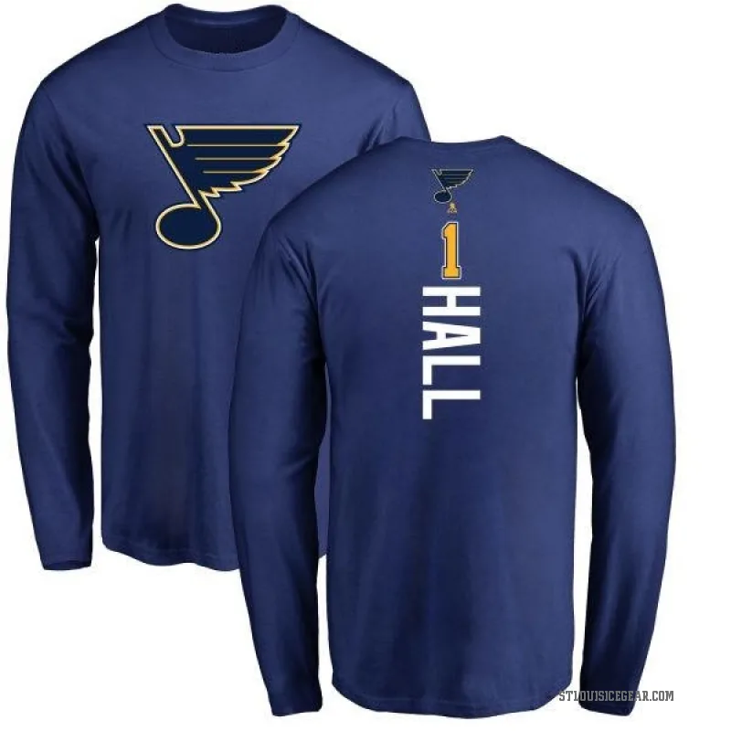 Glenn Hall Men's Royal St. Louis Blues Backer Long Sleeve T-Shirt -