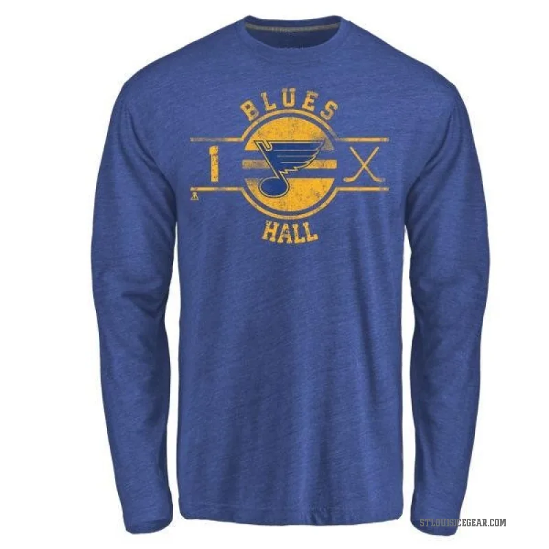 Glenn Hall Men's Royal St. Louis Blues Insignia Long Sleeve T-Shirt -