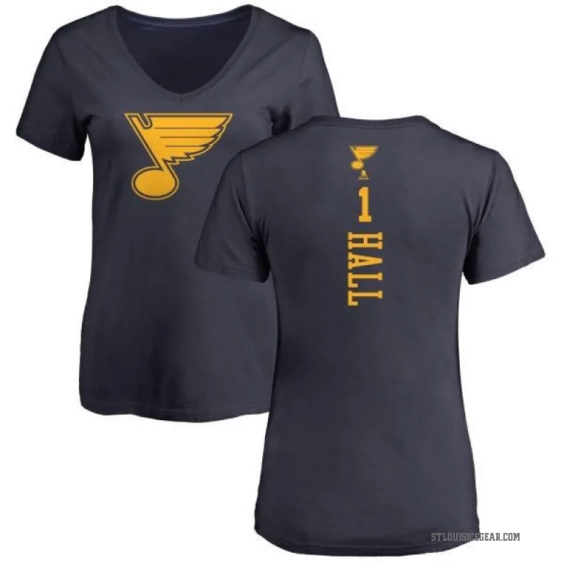 Glenn Hall Women's Navy St. Louis Blues One Color Backer T-Shirt -