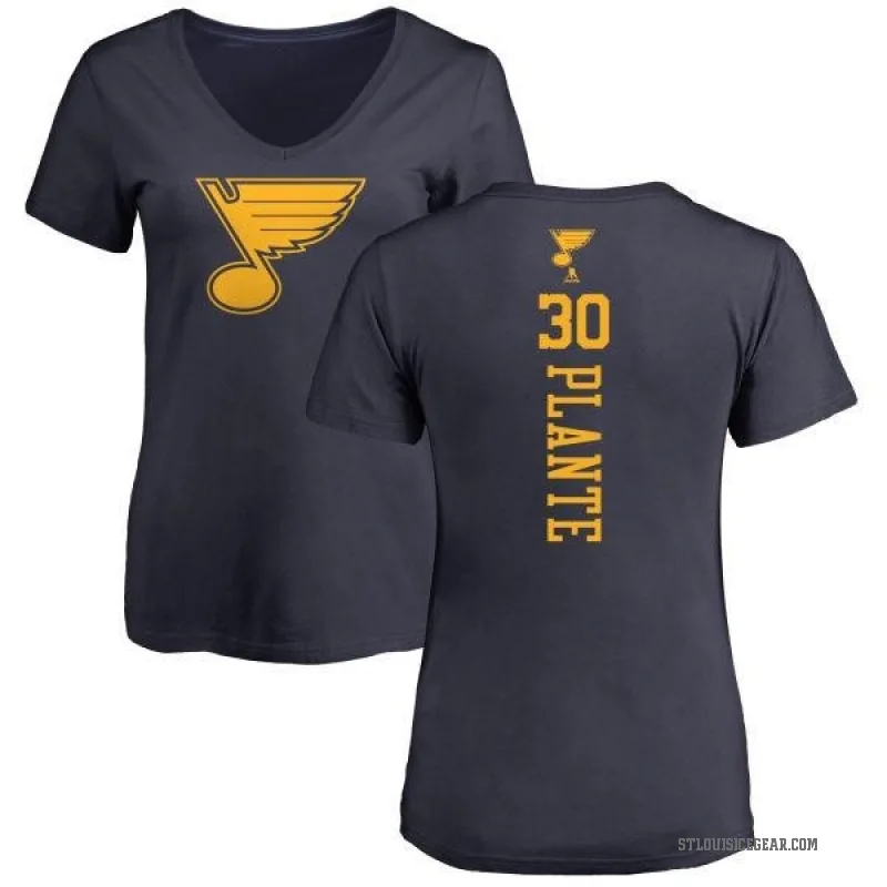 Jacques Plante Women's Navy St. Louis Blues One Color Backer T-Shirt -