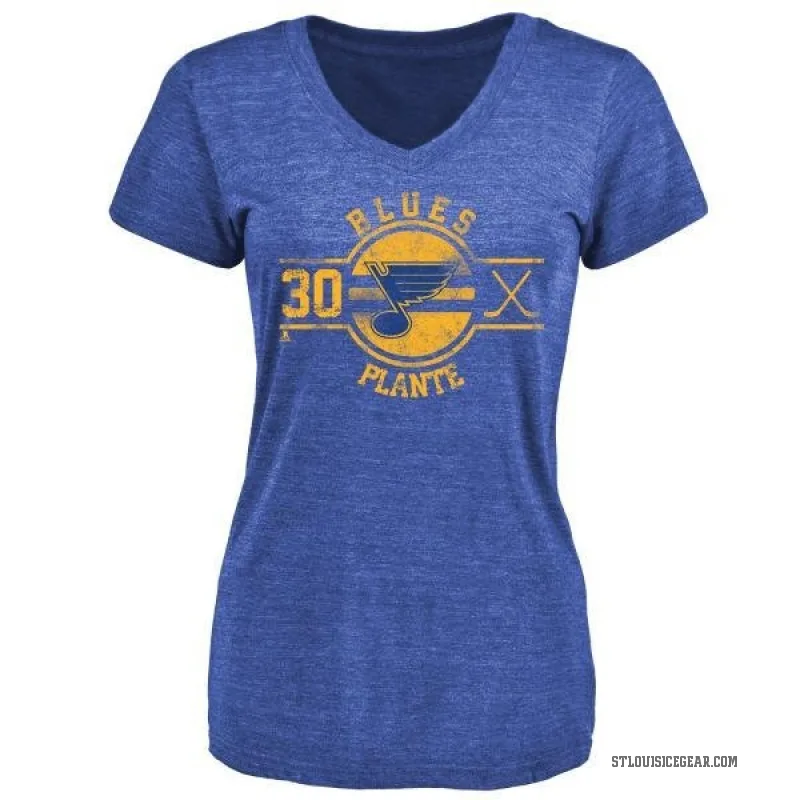 Jacques Plante Women's Royal St. Louis Blues Insignia T-Shirt -