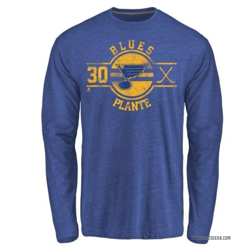 Jacques Plante Youth Royal St. Louis Blues Insignia Long Sleeve T-Shirt -