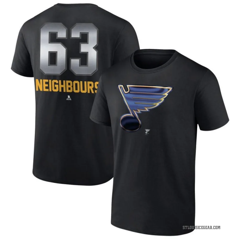 Jake Neighbours Men's Black St. Louis Blues Midnight Mascot Logo T-Shirt