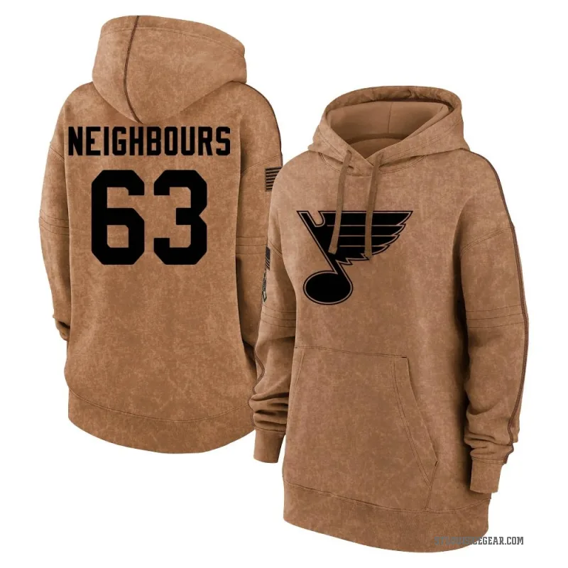 Jake Neighbours Women's Brown St. Louis Blues 2023 Salute to Service Pullover Hoodie