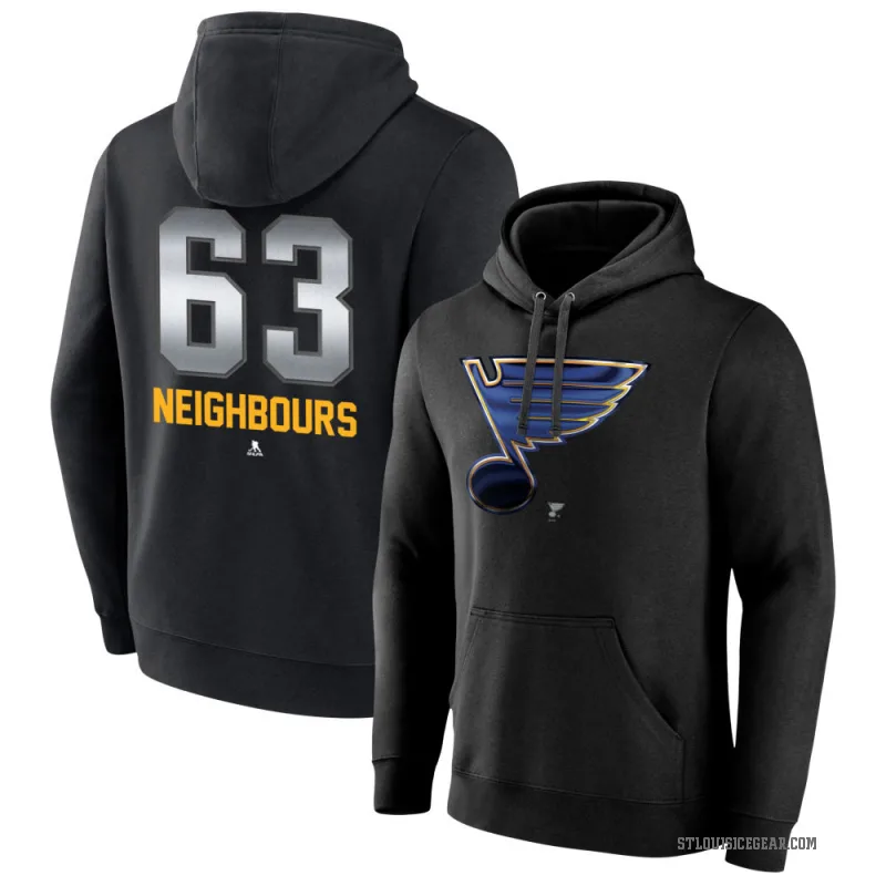 Jake Neighbours Youth Black St. Louis Blues Branded Midnight Mascot Logo Pullover Hoodie