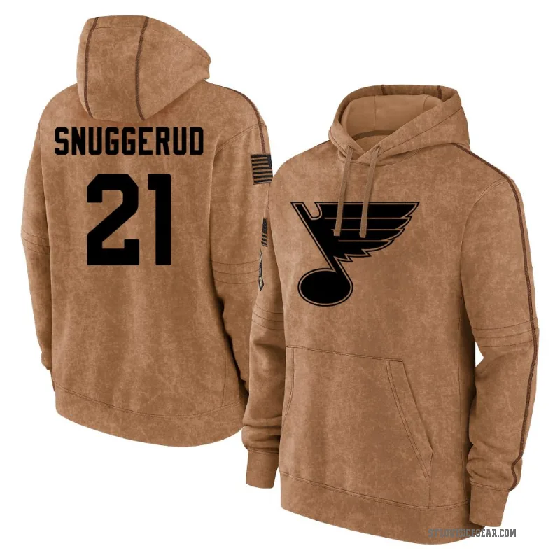 Jimmy Snuggerud Men's Brown St. Louis Blues 2023 Salute to Service Club Pullover Hoodie
