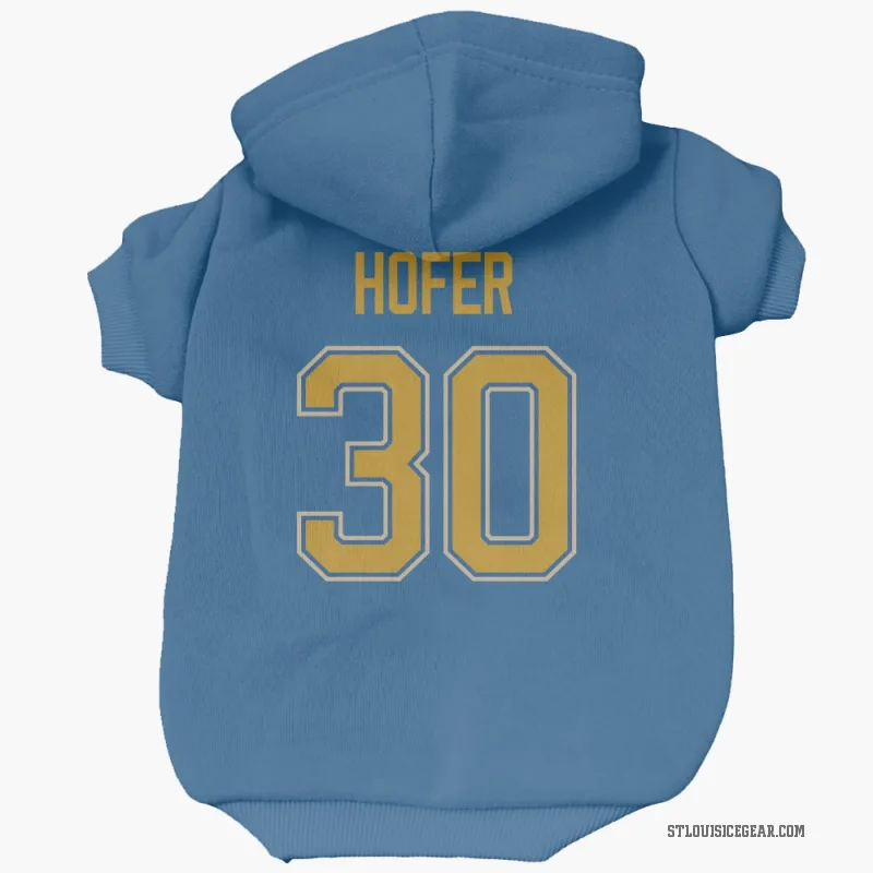 Joel Hofer Blue St. Louis Blues Cat & Dog Pet Hoodie