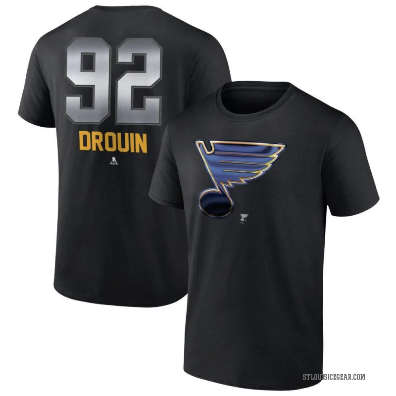Jonathan Drouin Men's Black St. Louis Blues Midnight Mascot Logo T-Shirt