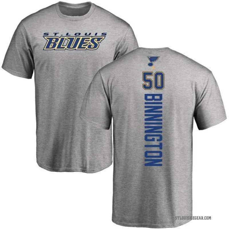 Jordan Binnington Men's Ash St. Louis Blues Backer T-Shirt -