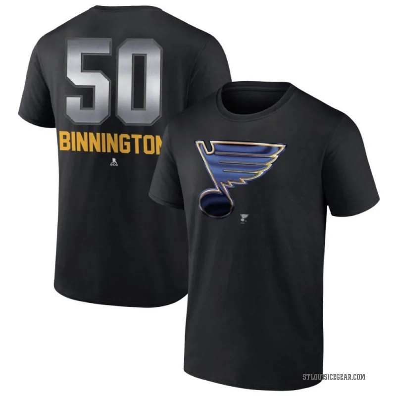 Jordan Binnington Men's Black St. Louis Blues Midnight Mascot Logo T-Shirt