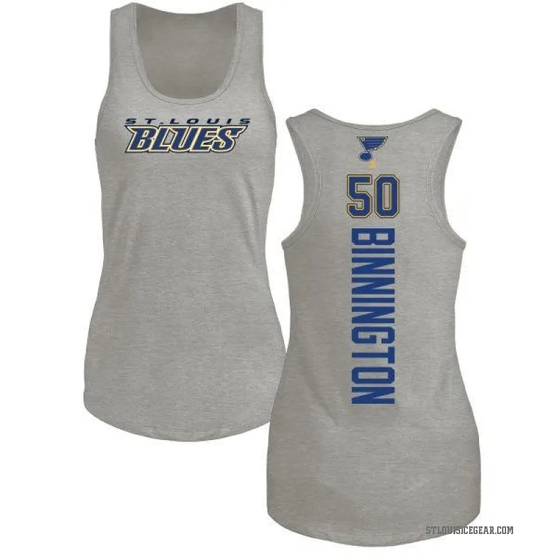 Jordan Binnington Women's Ash St. Louis Blues Backer Tank Top -