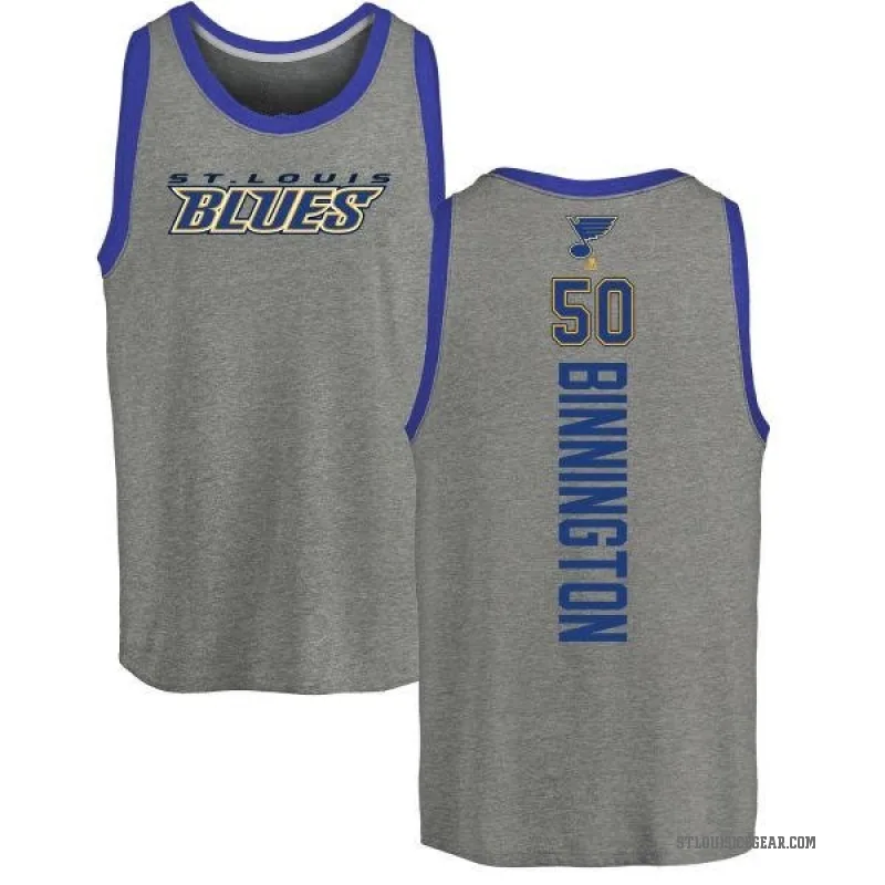 Jordan Binnington Youth Ash St. Louis Blues Backer Tank Top -