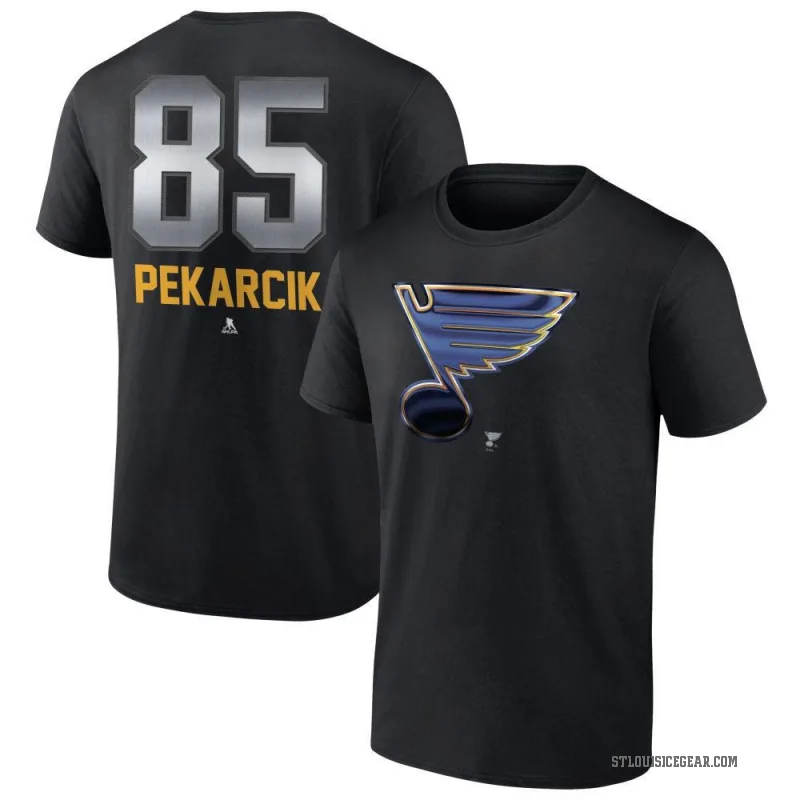Juraj Pekarcik Men's Black St. Louis Blues Midnight Mascot Logo T-Shirt