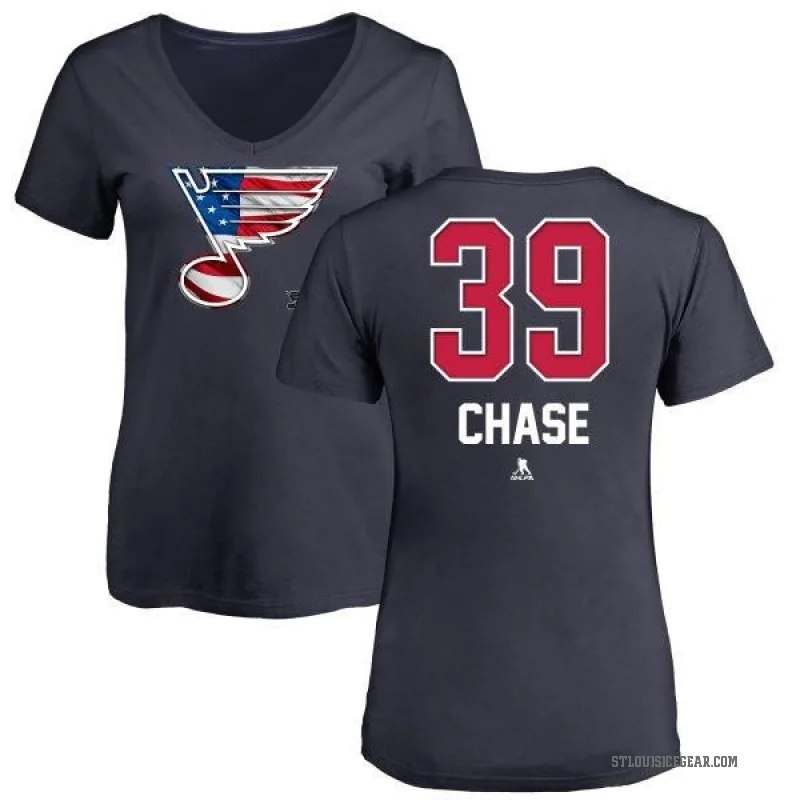 Kelly Chase Women's Navy St. Louis Blues Name and Number Banner Wave V-Neck T-Shirt -