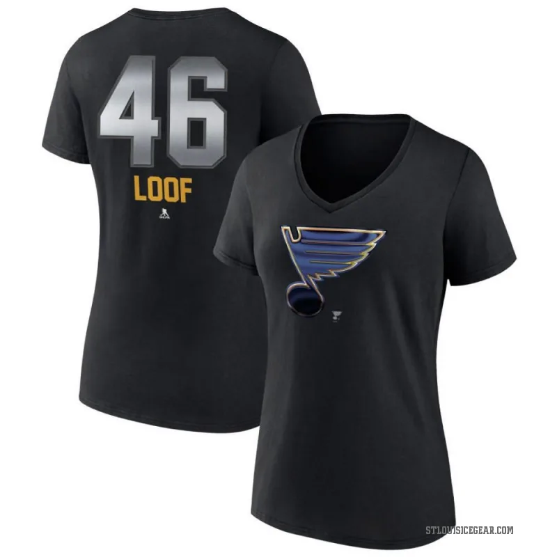 Leo Loof Women's Black St. Louis Blues Midnight Mascot Logo V-Neck T-Shirt