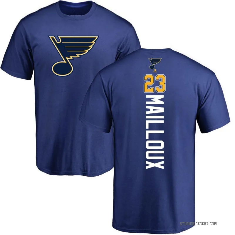 Logan Mailloux Men's Royal St. Louis Blues Backer T-Shirt -