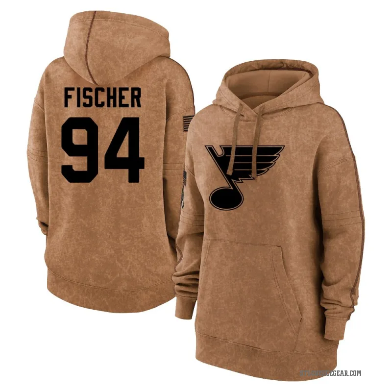 Lukas Fischer Women's Brown St. Louis Blues 2023 Salute to Service Pullover Hoodie