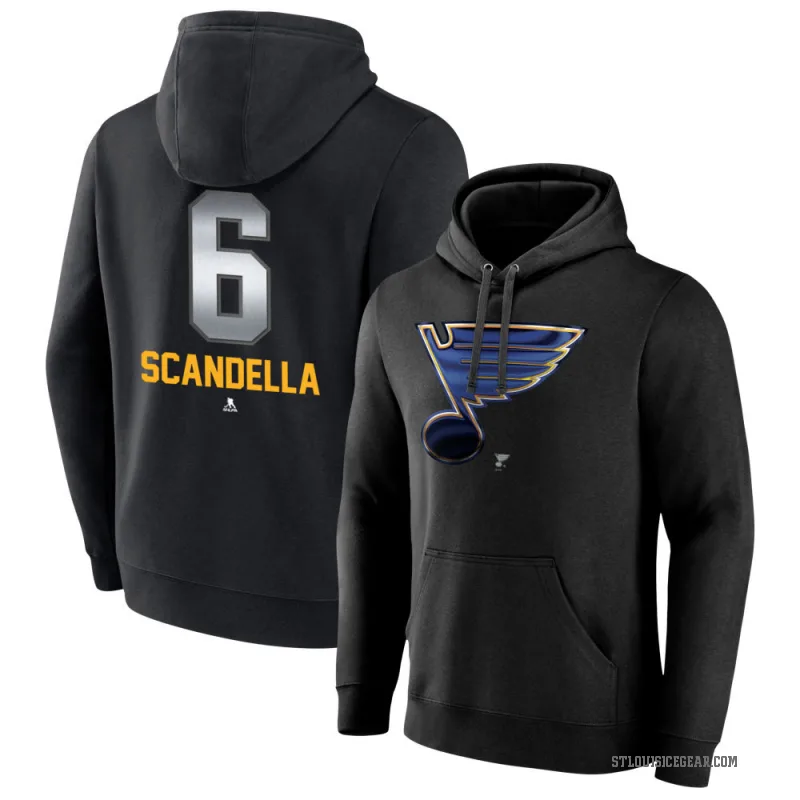 Marco Scandella Men's Black St. Louis Blues Branded Midnight Mascot Logo Pullover Hoodie