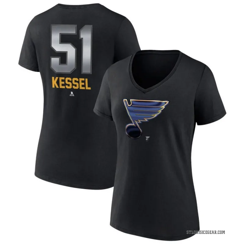 Matthew Kessel Women's Black St. Louis Blues Midnight Mascot Logo V-Neck T-Shirt