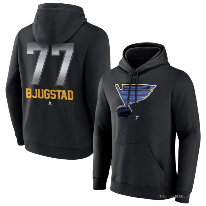 Nick Bjugstad Men's Black St. Louis Blues Branded Midnight Mascot Logo Pullover Hoodie