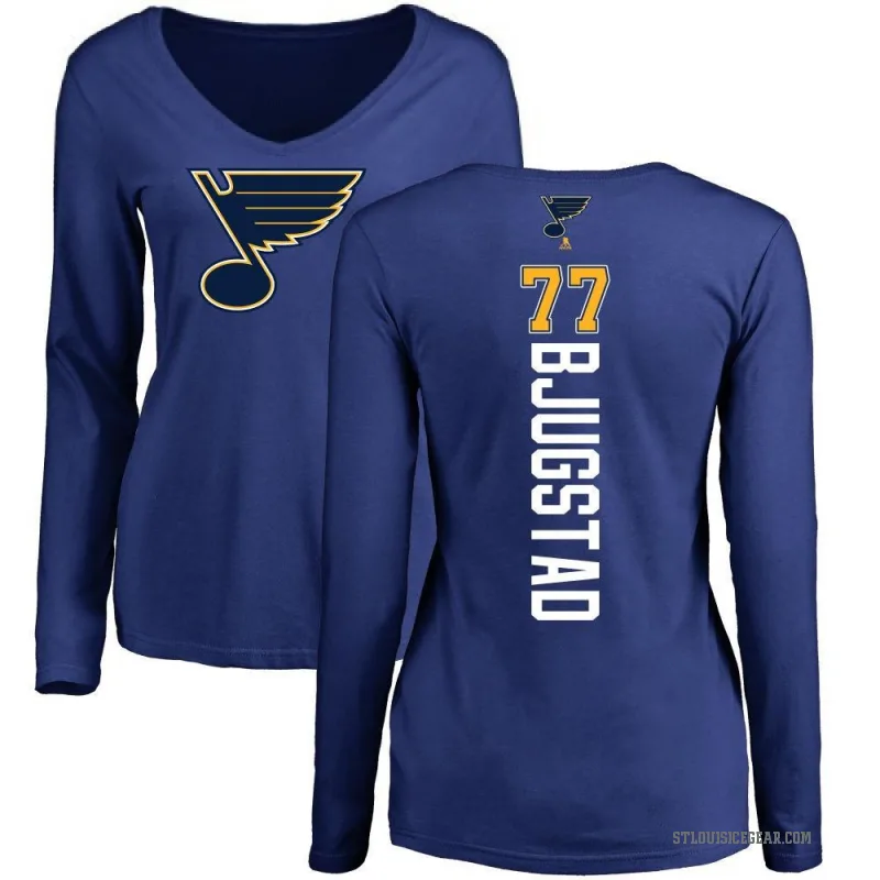 Nick Bjugstad Women's Royal St. Louis Blues Backer V-Neck Long-Sleeve T-Shirt -