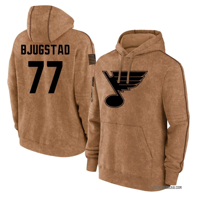 Nick Bjugstad Youth Brown St. Louis Blues 2023 Salute to Service Club Pullover Hoodie