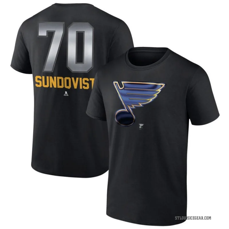 Oskar Sundqvist Men's Black St. Louis Blues Midnight Mascot Logo T-Shirt
