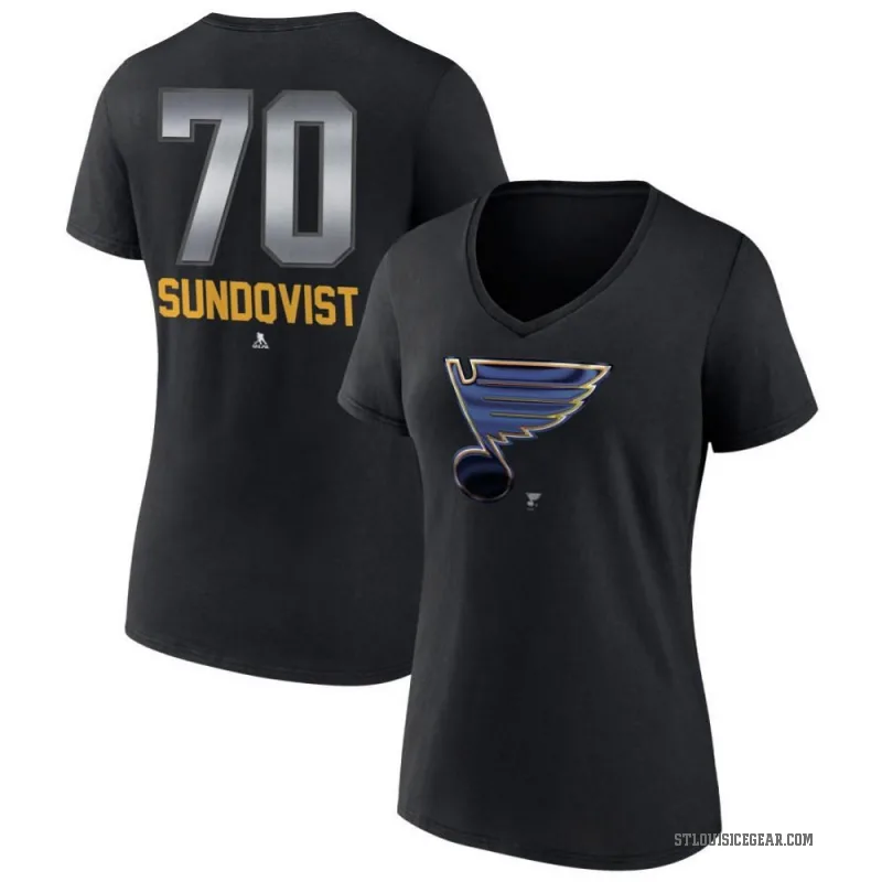 Oskar Sundqvist Women's Black St. Louis Blues Midnight Mascot Logo V-Neck T-Shirt