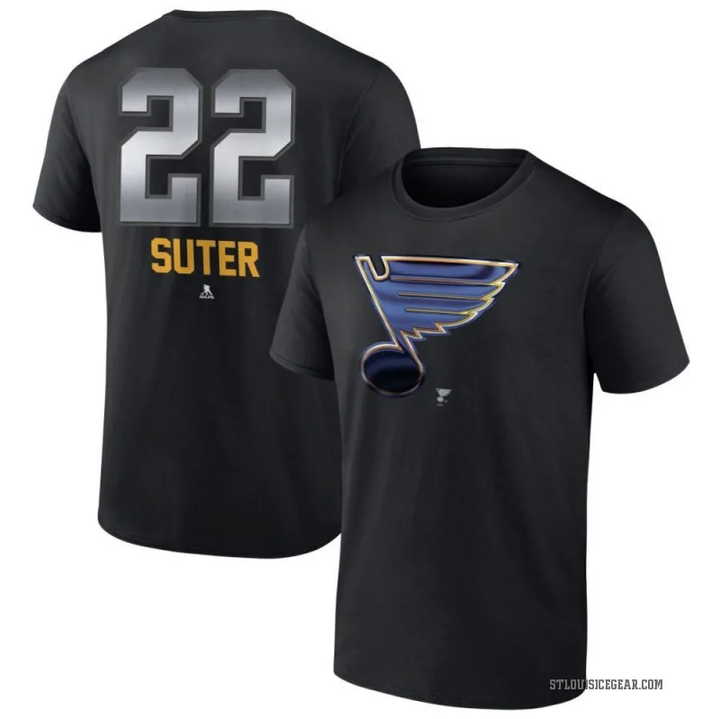 Ryan Suter Men's Black St. Louis Blues Midnight Mascot Logo T-Shirt